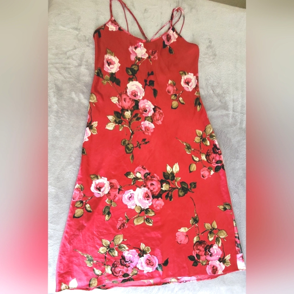 Floral Silky Slip Nightgown Sleep Dress XL